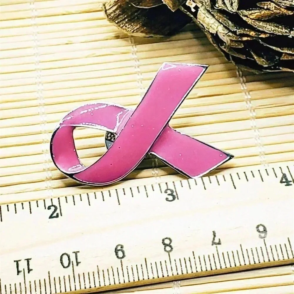 Breast Cancer Awareness Pink Ribbon Large Enamel Lapel Pin Brooch